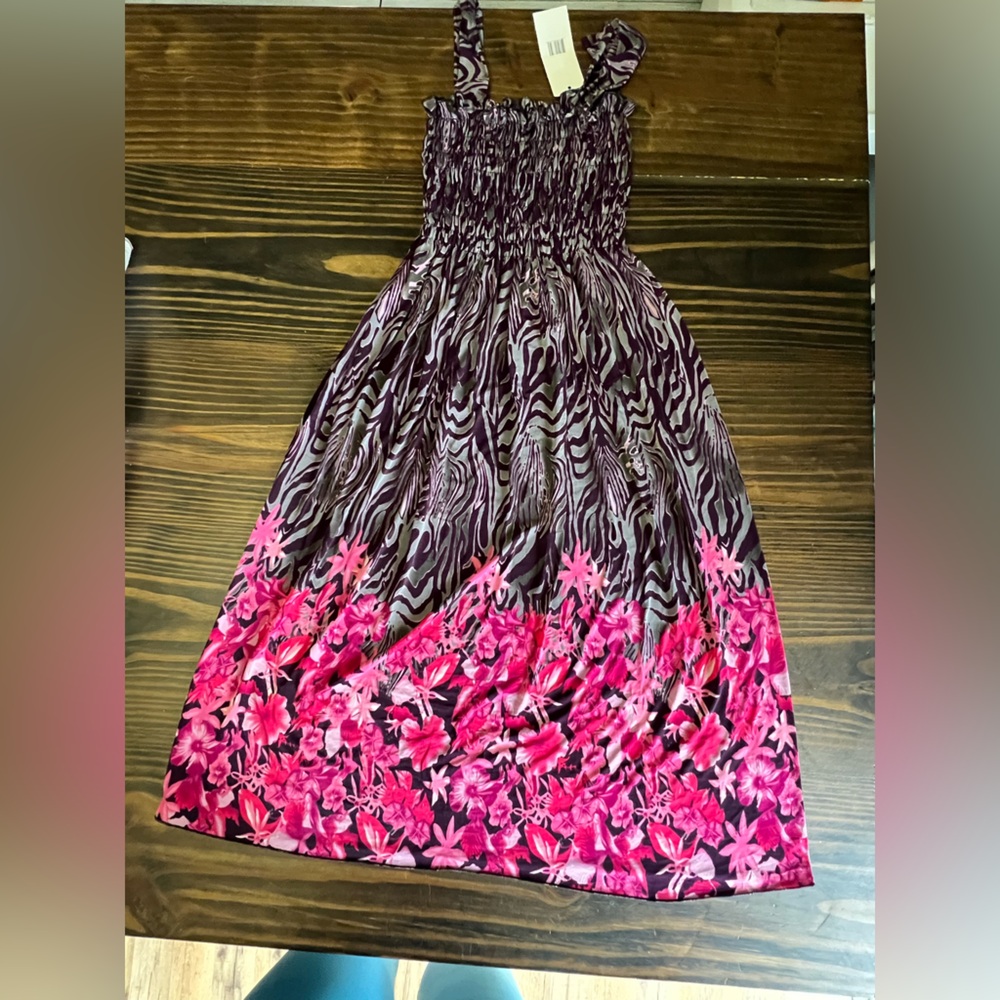 Floral Pink and Purple Midi Dress